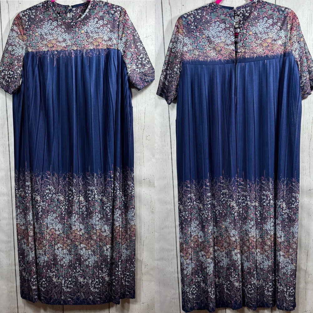 Vintage Silver Star Of Sydney Floral Pleated Maxi Dress Cottagecore Whimsical